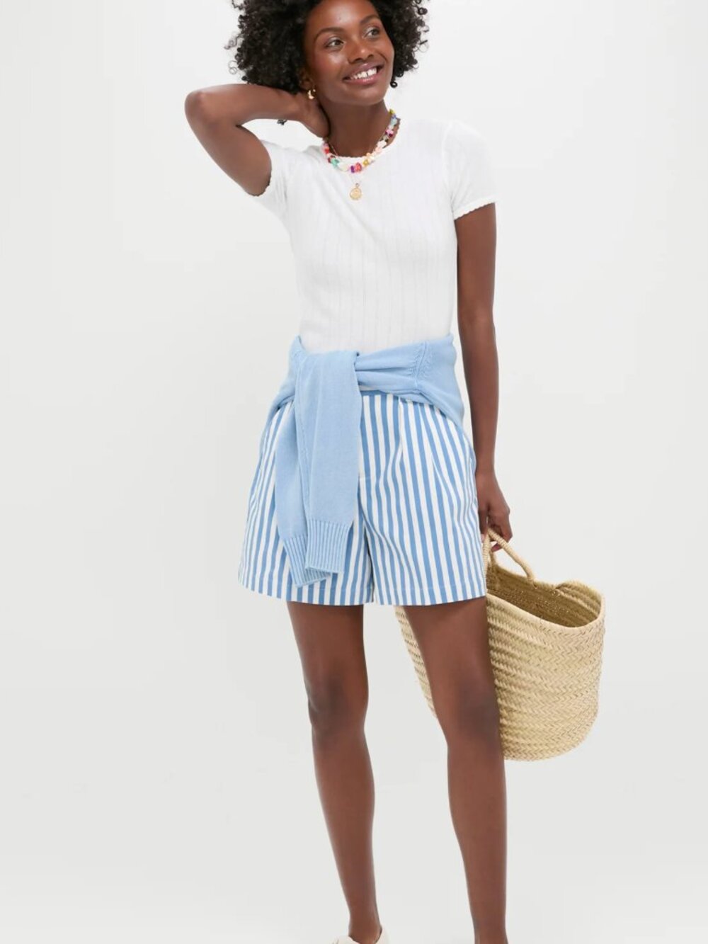 Tuckernuck Blue and White Stripe Canvas Briggs Safari Short size Large